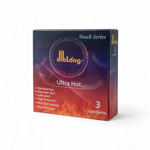 Prezervative subțiri DIBLONG Ultra Hot, cu efect de încălzire, lubrifiate, din latex, 52 ± 2 mm, 3 buc